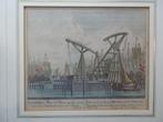 gravure 2 kranen IJ te Amsterdam Schreierstoren Schenk 1700, Antiek en Kunst, Kunst | Etsen en Gravures, Verzenden