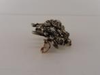 Gouden broche met in zilver gezette roosdiamanten        G80, 4 tot 7 cm, Gebruikt, Overige kleuren, .