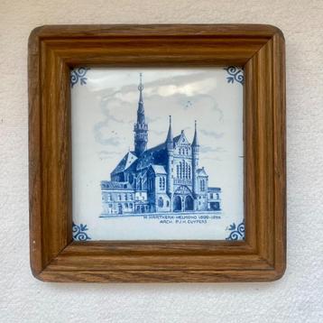 Westraven tegeltje in lijst H. Hartkerk Helmond 1899-1956 beschikbaar voor biedingen