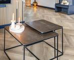 HK living salontafel messing iron, Huis en Inrichting, Tafels | Salontafels, Ophalen, 50 tot 100 cm, Vierkant, Zo goed als nieuw