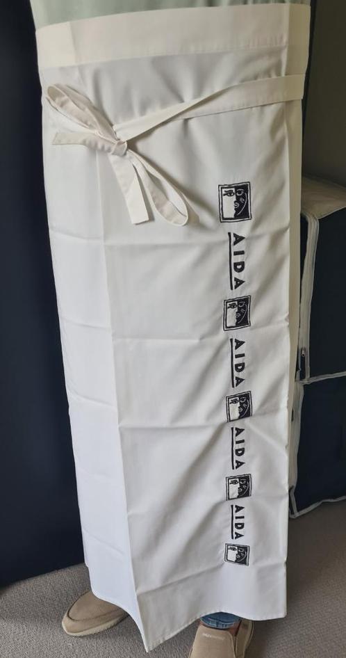 Lange witte sloof met tekst en logo AIDA, Huis en Inrichting, Keuken | Textiel, Nieuw, Schort, Wit, Ophalen of Verzenden