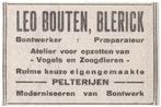Reclame 1925 - Leo Bouten Blerick Preparateur Bont Pelterij, Overige typen, Gebruikt, Ophalen of Verzenden