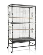 Grote vogelkooi antraciet op wielen – uitstekende staat, Ophalen, Gebruikt, Metaal, Vogelkooi