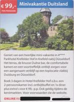 Minivakantie Duitsland €99,- per persoon Postcodeloterij bon, Tickets en Kaartjes, Twee personen, 2 overnachtingen