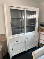 Bufferkast wit/grijs (2 delen/massief hout) (230*180*40/50), Huis en Inrichting, Kasten | Buffetkasten, Ophalen, Gebruikt, 200 cm of meer