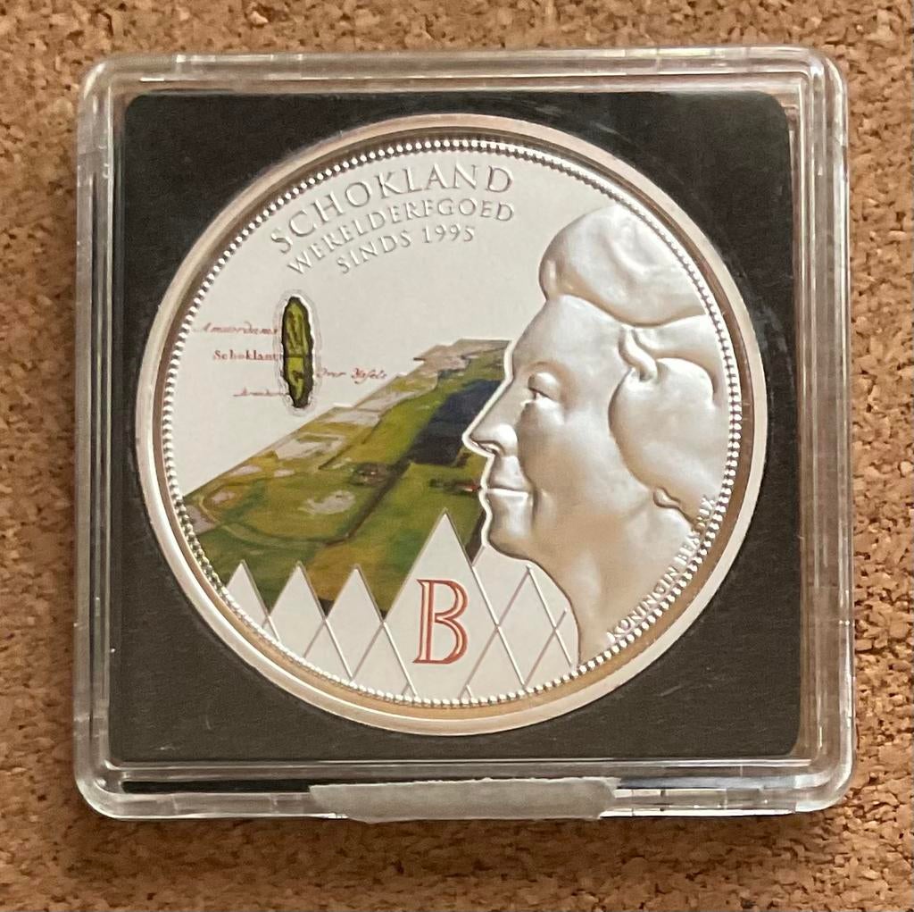 Penning - KONINGIN BEATRIX - SCHOKLAND WERELDERFGOED 1995, Postzegels en Munten, Penningen en Medailles, Ophalen of Verzenden