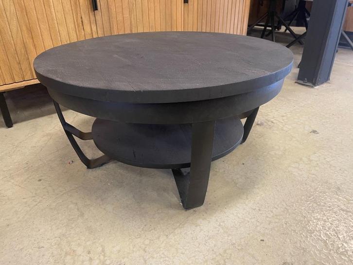 SALONTAFEL MANGO ZWART ROND VOORRAAD CHEFMEUBEL LEEGVERKOOP, Huis en Inrichting, Stoelen, Nieuw, Vijf, Zes of meer stoelen, Hout