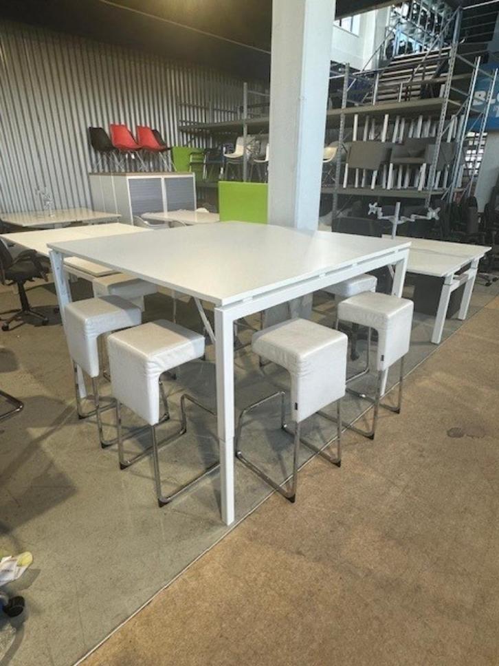 Sta- Vergadertafel Wit 160x160cm., Huis en Inrichting, Bureaus, Gebruikt, Ophalen