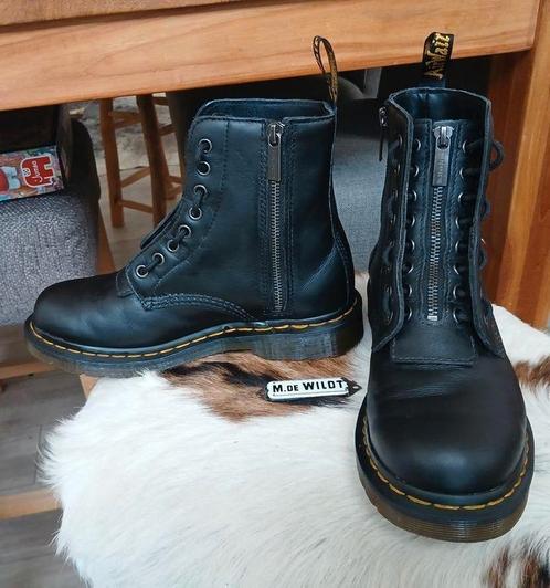 Dr. Martens 40 - 1460 Pascal front zip zwart  ritsen leer, Kleding | Dames, Schoenen, Zo goed als nieuw, Lage of Enkellaarzen