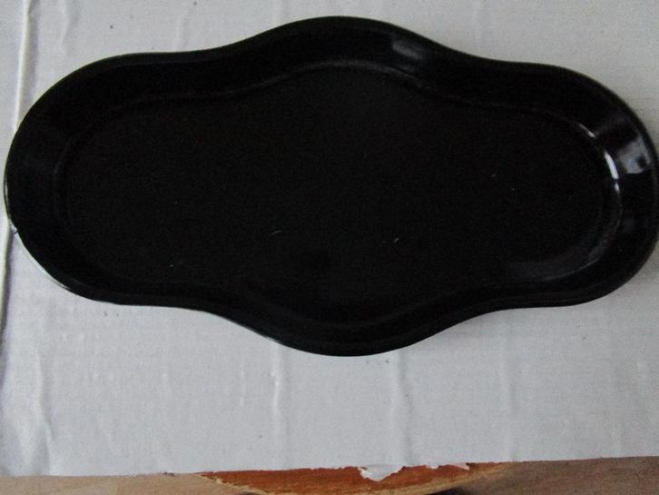 Zwart glazen tablet geperst glas- Copier- Leerdam, Antiek en Kunst, Curiosa en Brocante, Verzenden