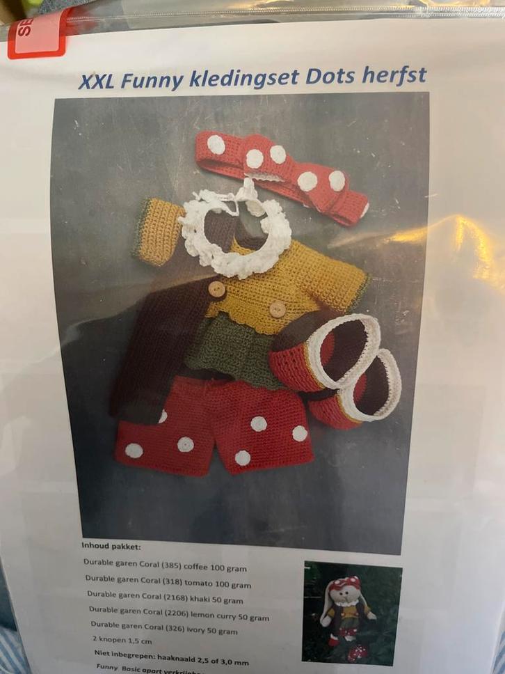 XXL Funny kledingset Dots herfst - Haakpatroon, Hobby en Vrije tijd, Breien en Haken, Nieuw, Haken, Patroon of Boek, Ophalen of Verzenden