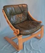 Vintage Åke Fribytter "Krona" Loungestoel, Huis en Inrichting, Fauteuils, Ophalen, Minder dan 75 cm, Leer, Zo goed als nieuw