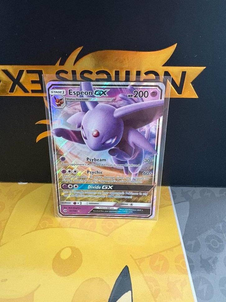 Espeon gx, Hobby en Vrije tijd, Verzamelkaartspellen | Pokémon, Zo goed als nieuw, Meerdere kaarten, Foil, Ophalen of Verzenden