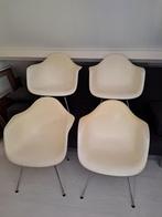 4 witte Vitra Eames kunststof eetkamerstoelen RE DAX, Huis en Inrichting, Stoelen, Ophalen, Gebruikt, Wit, Design