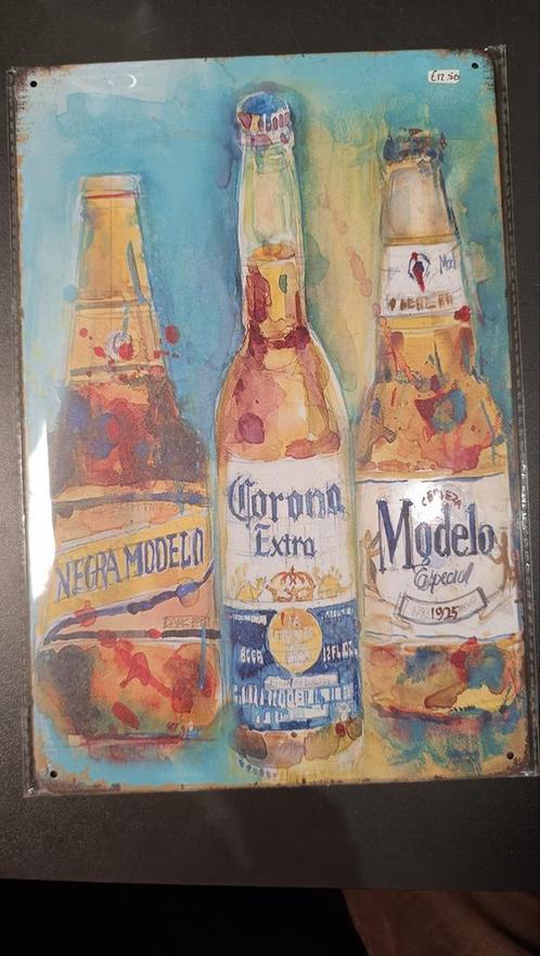 Corona metalen wandbord, Verzamelen, Biermerken, Reclamebord, Plaat of Schild, Overige merken, Ophalen of Verzenden