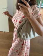 Summer dress in cream colour and red flowers, Verzenden, Zo goed als nieuw, Beige, Onder de knie