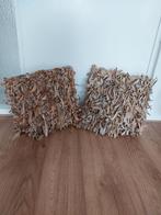 Leren kussens - mood collection, Huis en Inrichting, Woonaccessoires | Kussens, Ophalen of Verzenden, Gebruikt, Beige, Vierkant