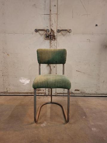 Vintage buisframestoel Gebroeders de Wit jaren 50, rib stof beschikbaar voor biedingen