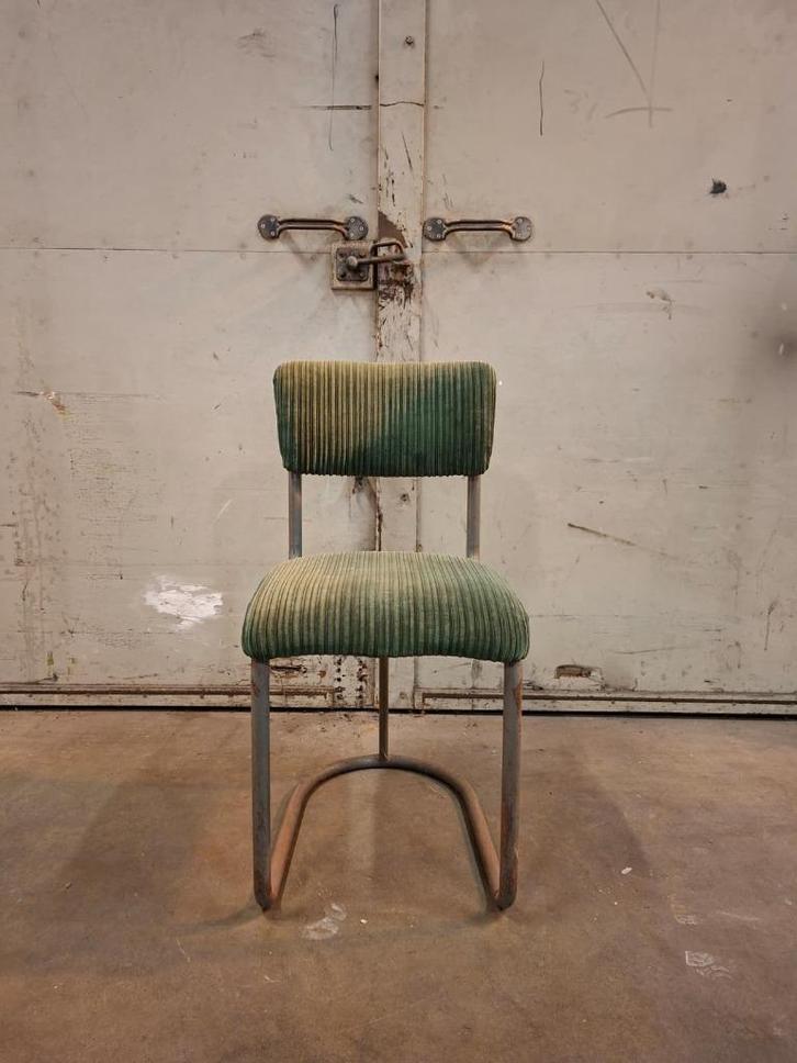 Vintage buisframestoel Gebroeders de Wit jaren 50, rib stof, Huis en Inrichting, Stoelen, Gebruikt, Eén, Stof, Overige kleuren