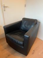Zwarte stoel / fauteuil, Huis en Inrichting, Ophalen, Gebruikt, 50 tot 75 cm, Leer