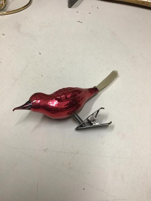 Antiek Glazen Vogeltje met Clip, Diversen, Kerst, Zo goed als nieuw, Ophalen of Verzenden