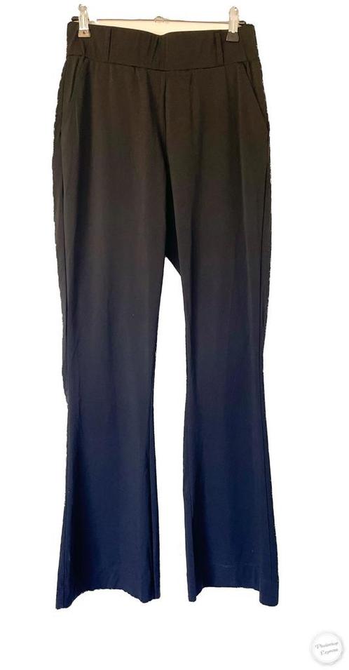 Mooie flaired travelstofbroek van Daelin S, Kleding | Dames, Broeken en Pantalons, Zo goed als nieuw, Maat 36 (S), Zwart, Lang