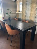 Teak tafel, 220x87 cm, geschilderd, Huis en Inrichting, Tafels | Eettafels, Ophalen, Gebruikt, Teakhout, 200 cm of meer