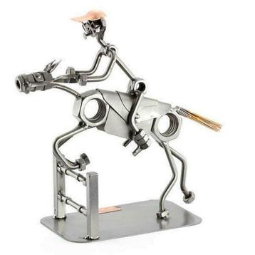 Spring ruiter - paard, ruiter, steelman, beeldje, geschenk beschikbaar voor biedingen