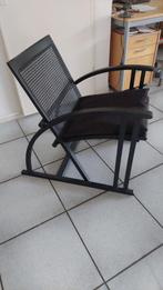 Fauteuil zwart met pitriet, Huis en Inrichting, Fauteuils, Ophalen, Riet of Rotan, Gebruikt, 75 tot 100 cm