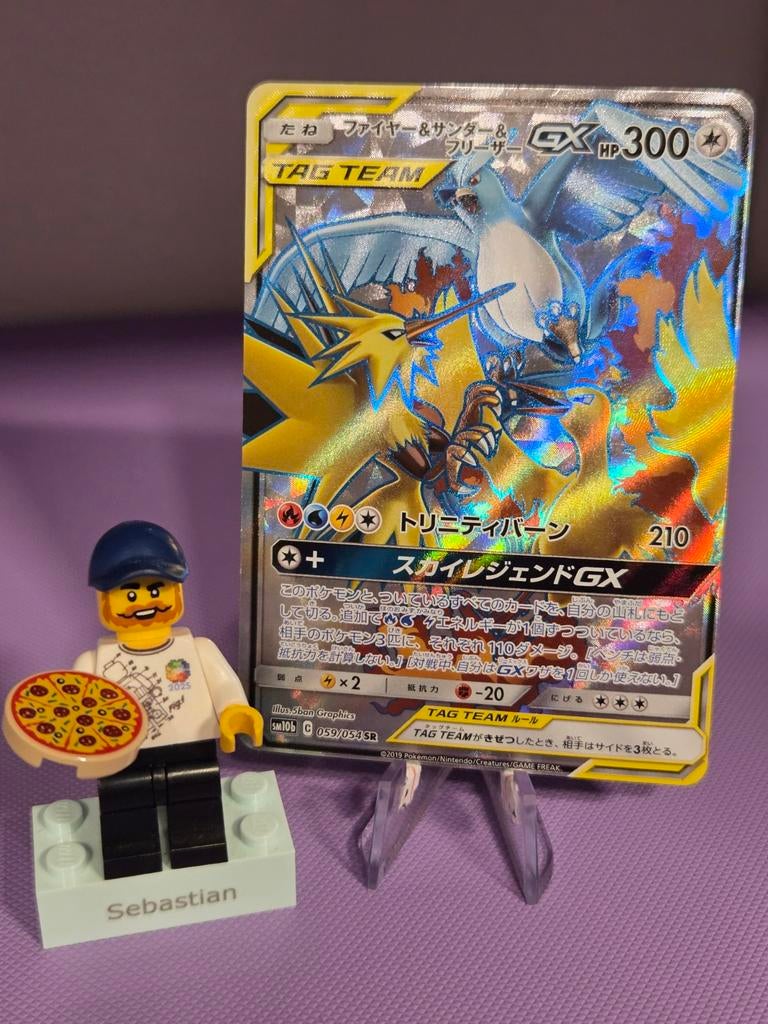 Moltres & Zapdos & Articuno GX Tag team (sm10b 059), Ophalen of Verzenden, Zo goed als nieuw, Losse kaart, Foil