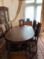 Uitschuifbare eettafel + 6 stoelen, Ophalen, Gebruikt, 100 tot 150 cm, Eikenhout