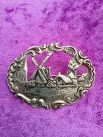 Mooie Grote Handgemaakte Antieke Zilveren Broche - Dorpje, Verzenden, Zilver, Broche