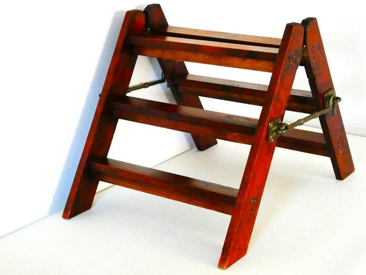 Bibliotheek trapje met messing beslag opstapje trap, Antiek en Kunst, Antiek | Overige Antiek, Ophalen of Verzenden