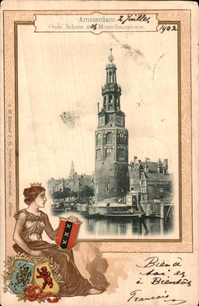 Amsterdam- Oude Schans, Verzamelen, Ansichtkaarten | Nederland, Gelopen, Noord-Holland, Voor 1920, Ophalen of Verzenden