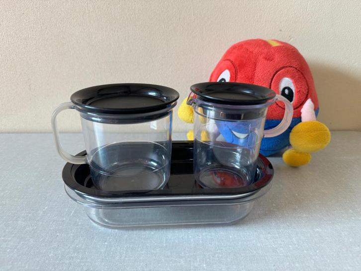 NIEUWSTAAT roomstel met bonbonschaaltje TUPPERWARE ZWART, Huis en Inrichting, Keuken | Tupperware, Zo goed als nieuw, Overige typen