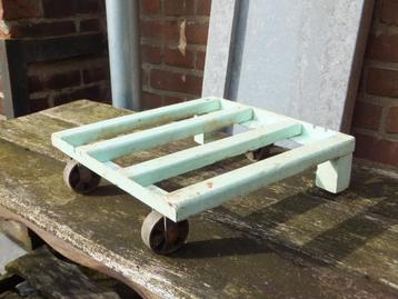 vintage trolley standaard plant mint metaal hout industrieel beschikbaar voor biedingen