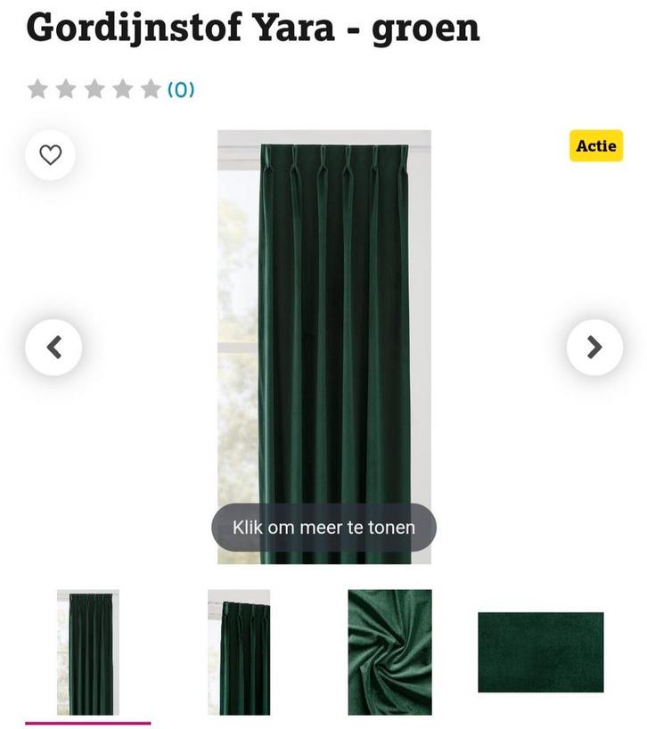 Nieuwe groene maatwerk gordijnen Leen Bakker 275 hoog, Huis en Inrichting, Stoffering | Gordijnen en Lamellen, Nieuw, 200 cm of meer