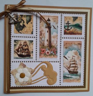 Postzegel kaart met zeilschepen beschikbaar voor biedingen