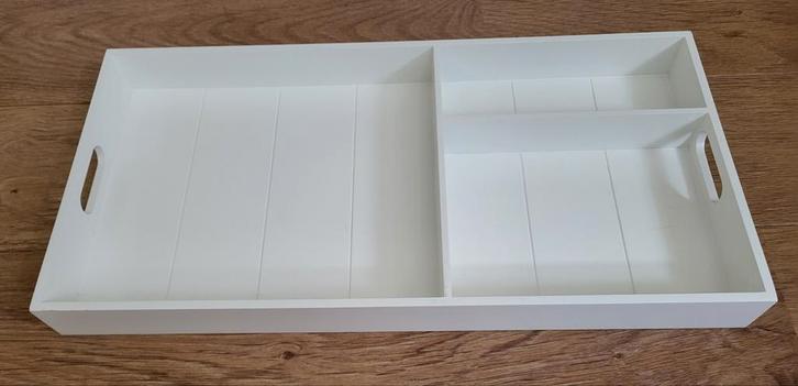 Dienblad: wit met 3 vakken, Huis en Inrichting, Woonaccessoires | Dienbladen, Gebruikt, Hout, Rechthoekig, Ophalen of Verzenden