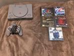 Sony PS1 + Mad Catz Stuur, Ophalen of Verzenden, Zo goed als nieuw, Met 2 controllers, Met games