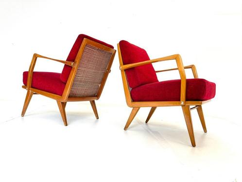 Set van 2 vintage Antimott fauteuils, Wilhelm Knoll ‘50, Huis en Inrichting, Stoelen, Zo goed als nieuw, Twee, Hout, Riet of Rotan