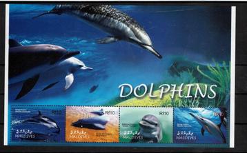 maldives  pf blok dolfijnen zeeleven zeezoogdieren dolphins beschikbaar voor biedingen
