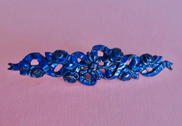 jwg Vintage 20s 40s blauw emaille strik bloem broche antiek beschikbaar voor biedingen