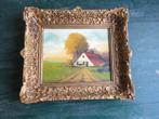 Schilderij: Wit huis met rode dak in lijst, Ophalen of Verzenden