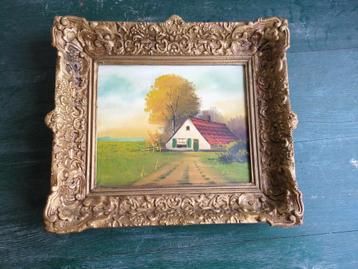 Schilderij: Wit huis met rode dak in lijst beschikbaar voor biedingen