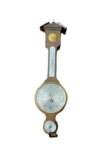 Antieke aneröide barometer - met thermometer en kompas beschikbaar voor biedingen