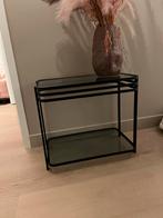 Sidetable - bijzettafel - glas met zwart, Huis en Inrichting, 50 tot 100 cm, Ophalen of Verzenden, Glas, Zo goed als nieuw