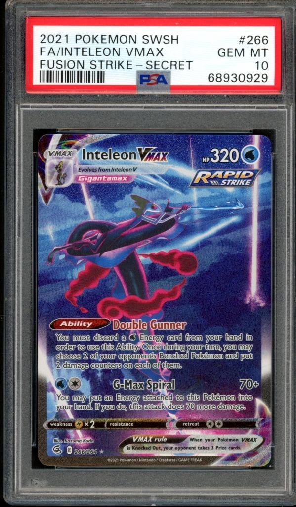 Inteleon VMAX [Full Art] PSA 10 - 266/264 - Fusion Strike, Hobby en Vrije tijd, Verzamelkaartspellen | Pokémon, Zo goed als nieuw