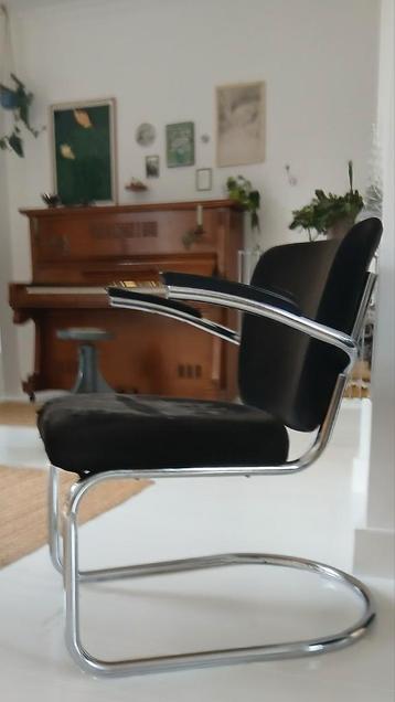 Vintage de Wit Buisframe Fauteuil, (GV Industrie '30) beschikbaar voor biedingen