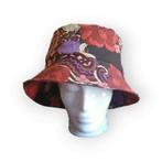Bucket hat retro vintage stof bloemen Nieuw handgemaakt, -, Hoed, -, Nieuw